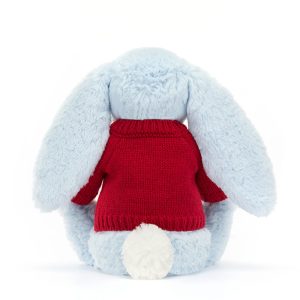 Bashful Blue Bunny with Personalised Red Jumper